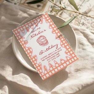 50. Handgezeichneter 70er Jahre Eigenwilliger Well Einladung