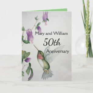 50. Happy Anniversary Elegant Hummingbird Card Karte