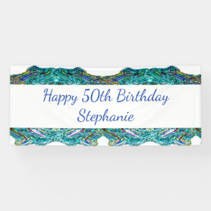 50. Happy Birthday Party Blue Abstrakt 2024 Banner