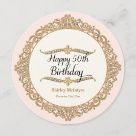 50. Happy Birthday Party Celebration Round Invite Einladung
