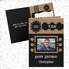 50 heute fügen Fotoname schwarz braun Geburtstag Karte