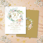 50. Hochzeit Jahrestag Ändern Sie das Datum Blumen Ankündigungspostkarte<br><div class="desc">Dieses elegante 50-jährige Hochzeitstag wechselt die Dattelkarte mit Ihren goldenen Jubiläumsinformationen und bietet eine zarte Blumengarage in Aquarellen. Auf der Rückseite befindet sich eine passende Blumengarage,  die Ihr Jubiläum in elegantem weißem Text auf goldenem Hintergrund umrahmt. Entwickelt von Thisisnotme©</div>