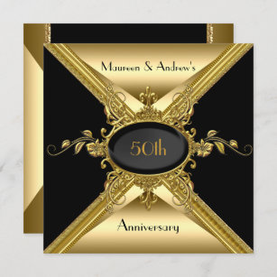 50. Hochzeit Jubiläum Elegant Gold Golden Einladung