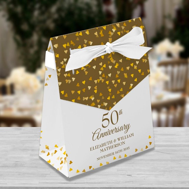 50. Hochzeit Jubiläum Elegante Goldene Herzen Geschenkschachtel (Von Creator hochgeladen)