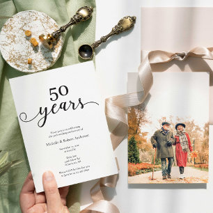 50. Hochzeit Jubiläum Elegantes Foto Minimalistisc Einladung
