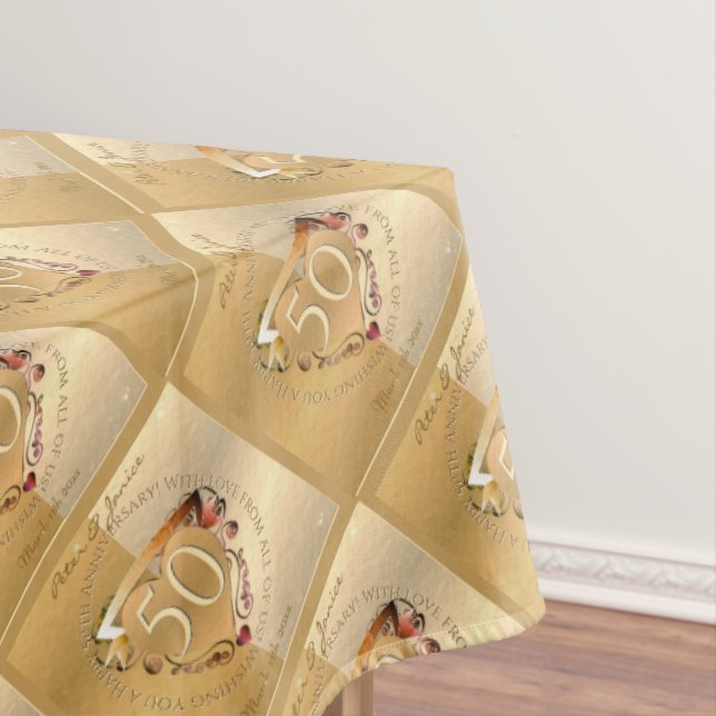 50. Hochzeit Jubiläum Gold Ochre Tablecloth Tischdecke (Beispiel)