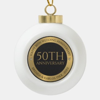 50. Hochzeit Jubiläum graue und metallische Silber Keramik Kugel-Ornament