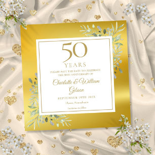 50. Hochzeit Jubiläum Grün Gold Foil Platz Save The Date