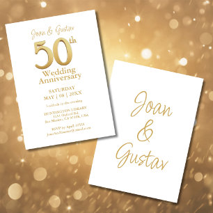 50. Hochzeit Jubiläum Weiß und Gold Einladung