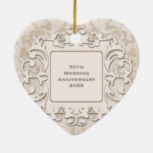 50. Hochzeits-Jahrestags-personalisiertes Foto Keramik Ornament