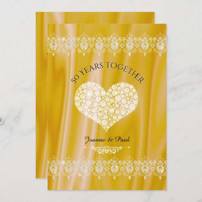 50. Hochzeitsfeier Gold Diamonds Einladung (Vorne/Hinten)