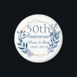 50. Hochzeitsfeier mit Blumen und Gold Magnet<br><div class="desc">Floral and Gold 50th Wedding Anniversary Classic Elegant Luxury Design. You are welcome to visit my store for more beautiful products.</div>