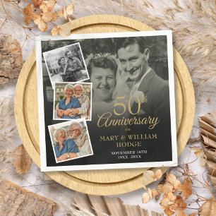 50. Hochzeitsjubiläum 4 Foto-Collage Serviette