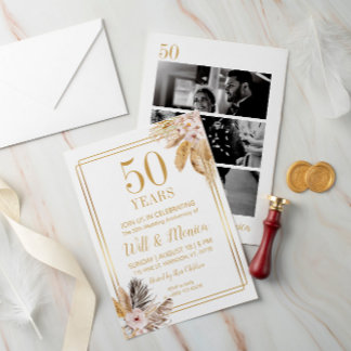 50. Hochzeitsjubiläum Elegant Vintage Floral Einladung