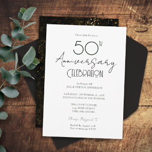 50. Hochzeitsjubiläum Elegante Schrift Einladung