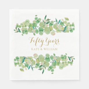 50. Hochzeitsjubiläum Eukalyptus Grün Serviette