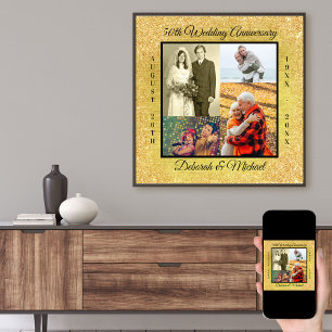 50. Hochzeitsjubiläum Foto-Collage Gold Poster