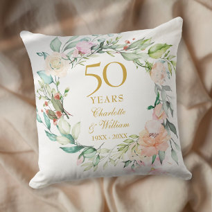 50. Hochzeitsjubiläum Foto Rosen Floral Kissen