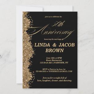 50. Hochzeitsjubiläum Gold Faux Glitter Schrift Einladung