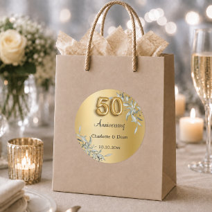 50. Hochzeitsjubiläum Gold Grün Runder Aufkleber