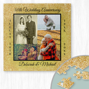 50. Hochzeitsjubiläum Gold Personalisiertes Foto Puzzle