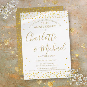 50. Hochzeitsjubiläum Golden Hearts Signature Einladung