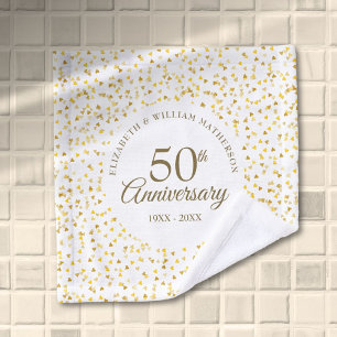 50. Hochzeitsjubiläum Golden Love Hearts Badhandtuch Set