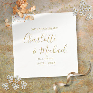 50. Hochzeitsjubiläum Golden Signature Schrift Serviette