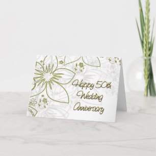 50. Hochzeitsjubiläum Goldene Blumen und Schwünge Karte