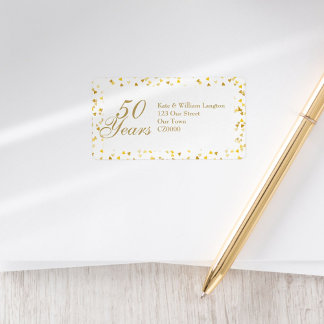 50. Hochzeitsjubiläum Goldene Herzen Adresse Adressaufkleber
