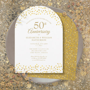 50. Hochzeitsjubiläum Goldene Herzen Bogen Einladung