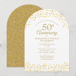 50. Hochzeitsjubiläum Goldene Herzen Bogen Einladung