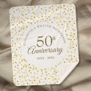 50. Hochzeitsjubiläum Goldene Liebesherzen Konfett Sherpadecke