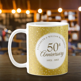 50. Hochzeitsjubiläum Goldfolie Herzen Konfetti Kaffeetasse