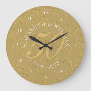 50. Hochzeitsjubiläum Goldstaub Konfetti Große Wanduhr