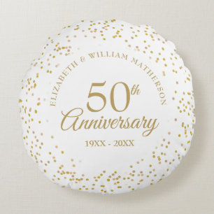 50. Hochzeitsjubiläum Goldstaub Konfetti Rundes Kissen