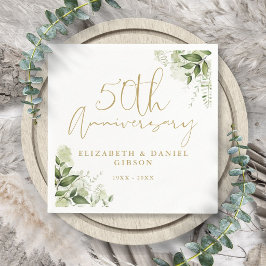 50. Hochzeitsjubiläum Grünzeug Gold Schrift Serviette