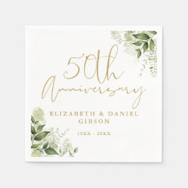 50. Hochzeitsjubiläum Grünzeug Gold Schrift Serviette