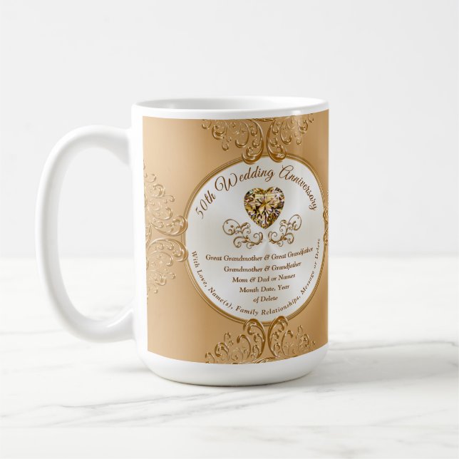 50. Hochzeitsjubiläum Kaffeemugs, Großeltern Kaffeetasse (Links)