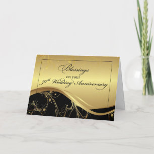 50. Hochzeitsjubiläum religiös Schwarz und Gold Karte