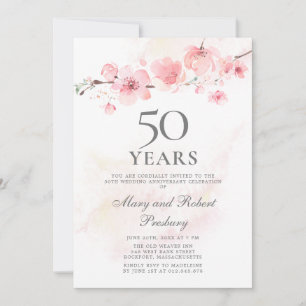 50. Hochzeitsjubiläum Rosa Kirschblüte Einladung