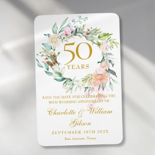 50. Hochzeitsjubiläum Save the Date Rose Floral Magnet