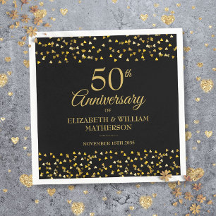 50. Hochzeitsjubiläum Schwarz und Gold Serviette