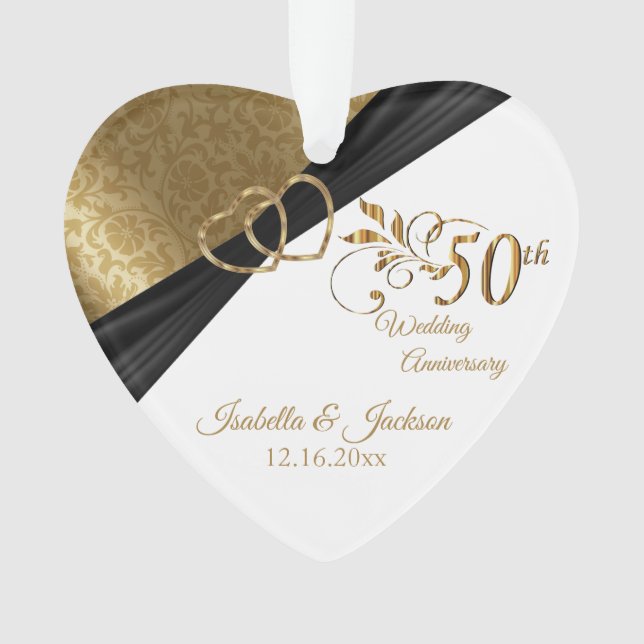 50. 💕 Hochzeitsjubiläums-Andenken-Design Ornament (Vorderseite)