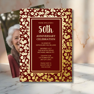 50. Hochzeitsjubiläumseinladung Golden Folieneinladung