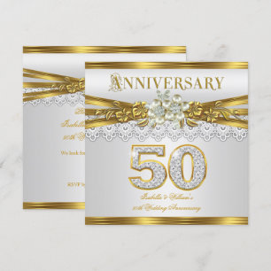 50. Hochzeitsjubiläumsfeier Goldene Weiße Perle Einladung