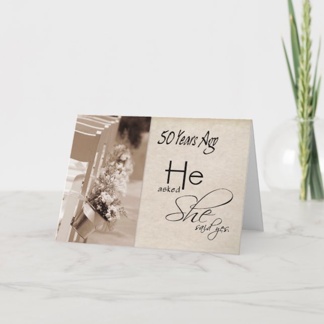 50. Hochzeitskarte - 50 wunderbare Jahre Karte (Vorderseite)