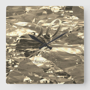 50. Hochzeitstag 1970 Chic Imitate Gold Quadratische Wanduhr