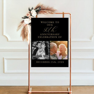 50. Hochzeitstag 2 Foto Begrüßungszeichen Poster