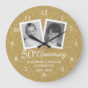 50. Hochzeitstag 2 Kindheitsfotos Große Wanduhr